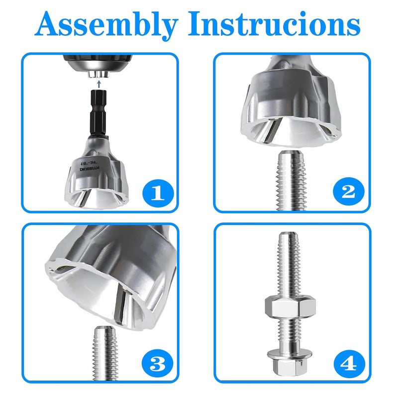 DKIBBITH Heavy-Duty Deburring Chamfer Tool with Sharp Tungsten Carbide Blades, Fast Hex Shank Deburr, External Burr Removal for Metal Rod Bolt Pipe 3D Printing PVC in 1/8" to 3/4" Diameter (3~19mm) - Image 3